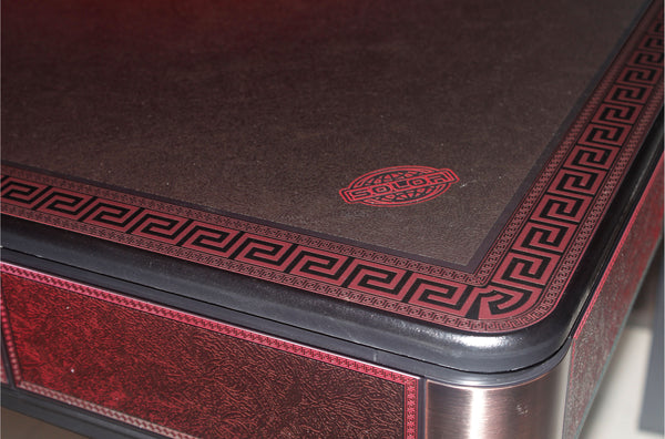 MJ-C400 Dining Table Style Automatic Mahjong Table Wine Red Color. Utral-Thin Roller Coaster Style with Numbered Tiles Hard Table Cover Included