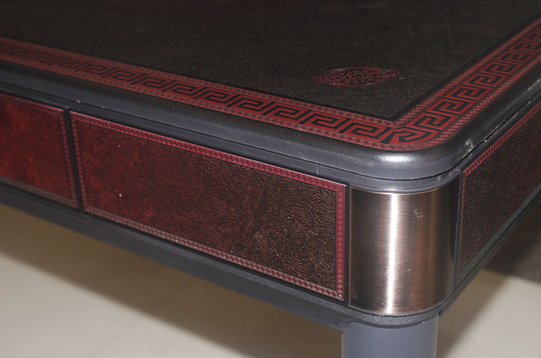 MJ-C400 Dining Table Style Automatic Mahjong Table Wine Red Color. Utral-Thin Roller Coaster Style with Numbered Tiles Hard Table Cover Included