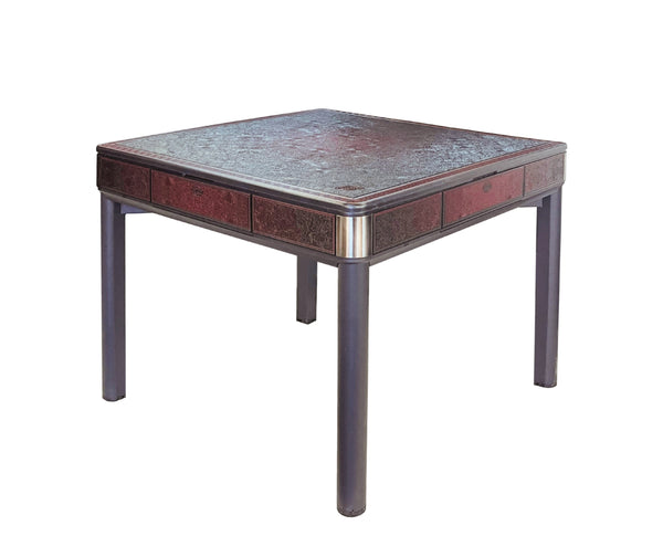 MJ-C400 Dining Table Style Automatic Mahjong Table Wine Red Color. Utral-Thin Roller Coaster Style with Numbered Tiles Hard Table Cover Included