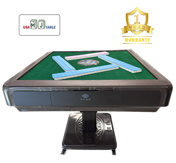 Vietnamese Style Mah Jongg Brown Color Pedestal Folding Automatic Mahjong Table 36mm Vietnamese Style Tiles Hard Table Cover Included