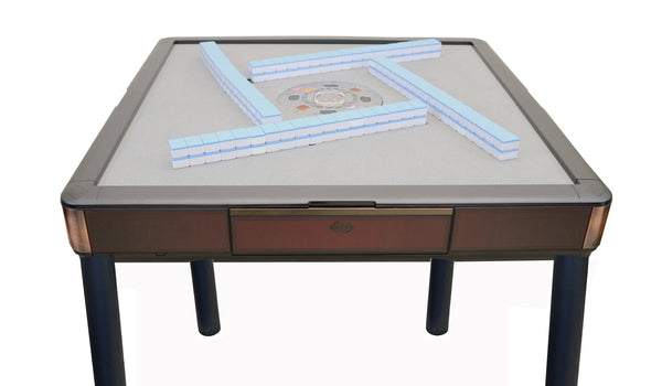 MJ-C400 Dining Table Style Automatic Mahjong Table Wine Red Color. Utral-Thin Roller Coaster Style with Numbered Tiles Hard Table Cover Included