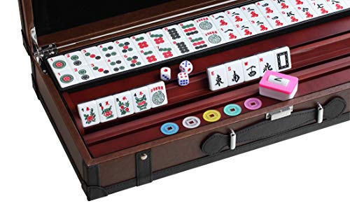 166 American Western Mahjong Mah jongg Set Suitcase Limited Edition Embedded Masterpiece Background in Leather Suitcase