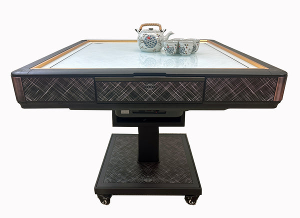 MJ-C400 松乐可折叠式 旋翼过山车 超薄 电动麻将桌 白莉银丝 Automatic Mahjong Table Polisilver Color. Utral-Thin Roller Coaster Folding Style with No-Numberes Chinese Style Tiles