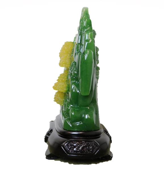 Feng Shui Jade Sculpture Mountain Scenery Welcome Tabletop for Home Office or Store Decoration