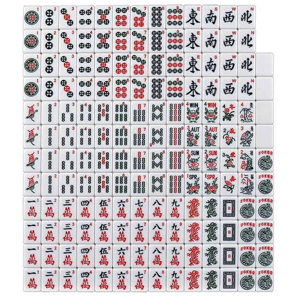 4 Pushers and Complete American Mahjong Set with Burgundy Bag 166 Tiles