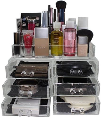 Acrylic Cosmetics Makeup Jewelry Organizer 6 Drawers with 8 Compartments Top Section