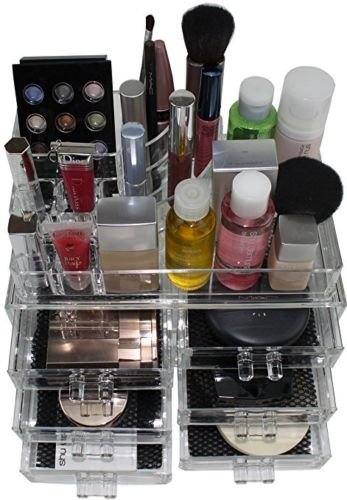 Acrylic Cosmetics Makeup Jewelry Organizer 6 Drawers with 8 Compartments Top Section