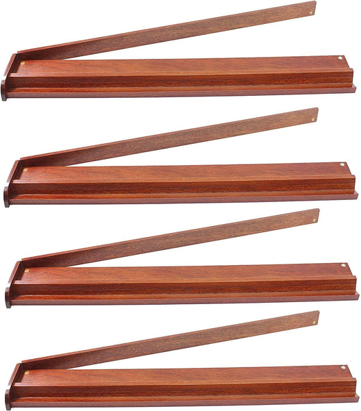 Set of 4 18" Natural Color Wooden Racks with Attachable Magnet Pushers for American Mahjong Style Western Mah Jongg Tiles Games