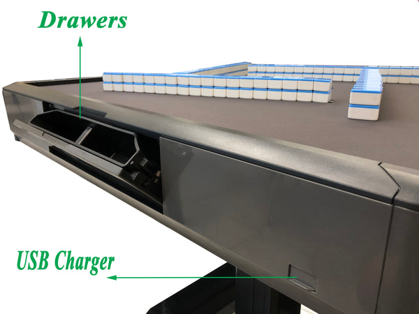 MJ-MINI360 松乐可折叠式 旋翼过山车 超薄 电动麻将桌 Automatic Mahjong Table Gray Color. Utral-Thin Roller Coast Folding Style with No-Numberes Chinese Style Tiles
