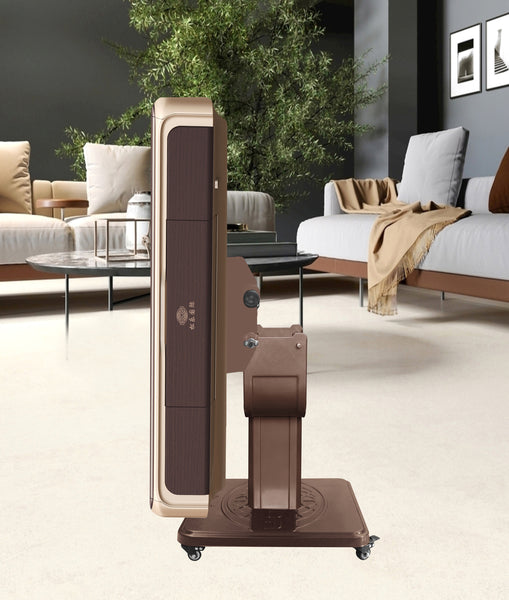 MJ-BST 松乐可折叠款电动麻将桌 Automatic Mahjong Table Coffee Color with Gold Edges. Pedestal Folding Style with No-Numberes Chinese Style tiles 适配中式无数字牌