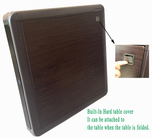 MJ-BST 松乐可折叠款电动麻将桌 Automatic Mahjong Table Coffee Color with Gold Edges. Pedestal Folding Style with No-Numberes Chinese Style tiles 适配中式无数字牌