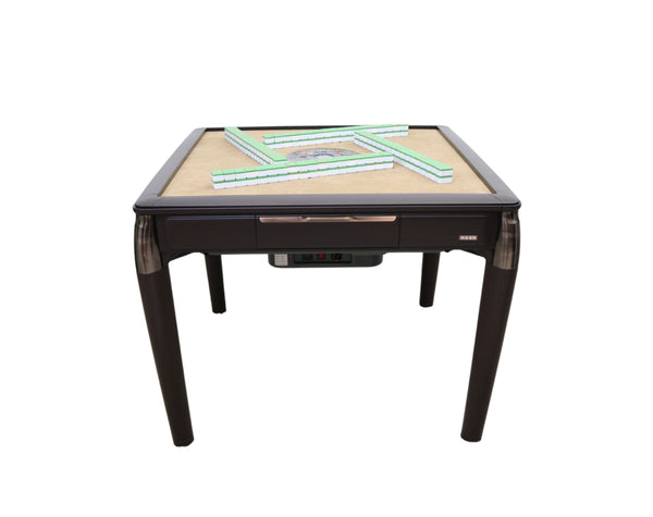 MJ-L600 Roller Costater Style 4-Legged Dining Table Design, Ultra-Thin Automatic Mahjong Table, High-End Luxurious Wooden Walnut Color Come With Chinese Style Tiles without Numbers