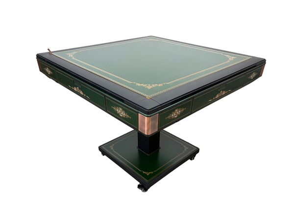 New Arrival !!! Skyline Emerald Elite 30 Premium Automatic Mahjong Table – American Mahjong Edition, 2 Sets of 30mm Numbered Magnetic Tiles, Tiffany Blue & Sakura Pink, Emerald Green Glass Top, Folding Design with Wooden Racks & Pushers