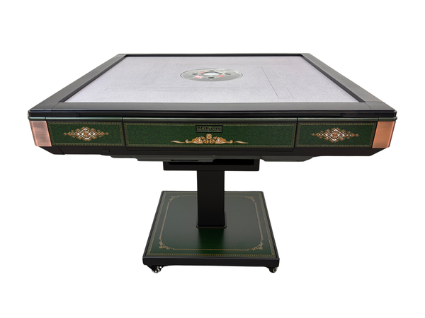 New Arrival !!! Skyline Emerald Elite 30 Premium Automatic Mahjong Table – American Mahjong Edition, 2 Sets of 30mm Numbered Magnetic Tiles, Tiffany Blue & Sakura Pink, Emerald Green Glass Top, Folding Design with Wooden Racks & Pushers