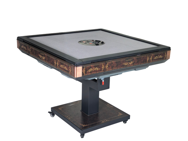 New Arrival !!! Skyline Vintage Elite 30 Premium Automatic Mahjong Table – American Mahjong Edition, 2 Sets of 30mm Numbered Magnetic Tiles, Tiffany Blue & Sakura Pink, Vintage Walnut Glass Top, Folding Design with Wooden Racks & Pushers