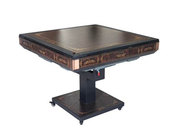 New Arrival !!! Skyline Vintage Elite 30 Premium Automatic Mahjong Table – American Mahjong Edition, 2 Sets of 30mm Numbered Magnetic Tiles, Tiffany Blue & Sakura Pink, Vintage Walnut Glass Top, Folding Design with Wooden Racks & Pushers