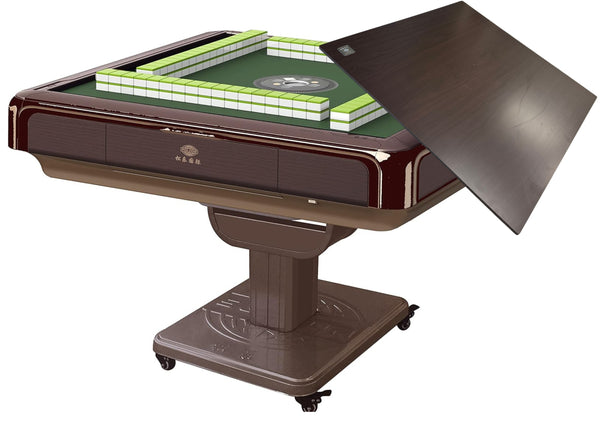 MJ-BST 松乐 Automatic Mahjong Table Coffee Color Pedestal Folding Style with Numbered tiles 36mm/40mm