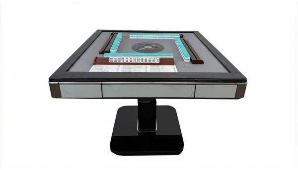 Skyline Elite 30 Premium Automatic Mahjong Table – American MahJong Edition, 160-Tiles Setup, 2 Sets of 30mm Numbered Magnetic Tiles, Tiffany Blue & Sakura Pink, Black Glass Top, Folding Design with Wooden Racks & Pushers