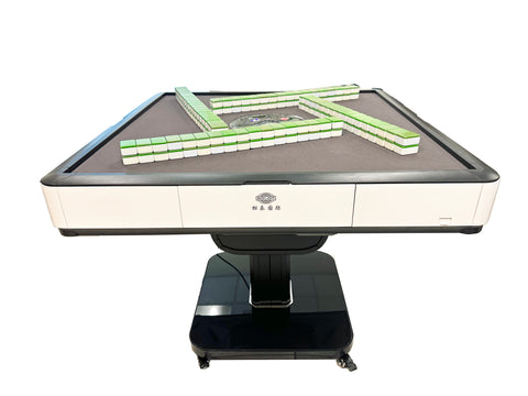 MJ-MINI360 Ultra-Thin Automatic Mahjong Table In White Color with Folding Roller Coaster Style, 36mm American Style Tiles with Numbers, and Optional Built-in Hard Table Cover