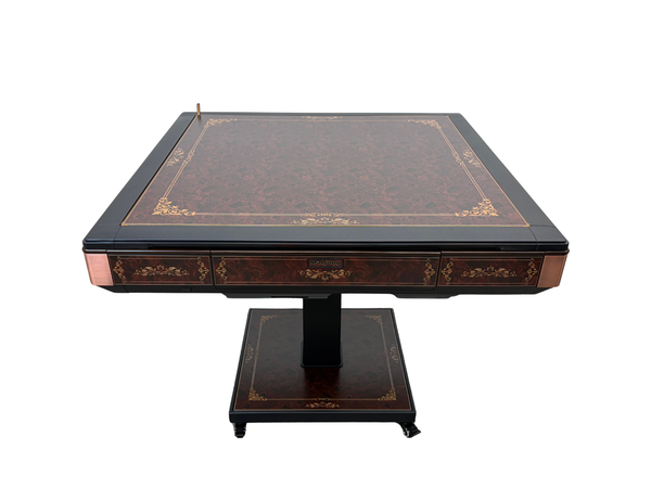 New Arrival !!! Skyline Vintage Elite 30 Premium Automatic Mahjong Table – American Mahjong Edition, 2 Sets of 30mm Numbered Magnetic Tiles, Tiffany Blue & Sakura Pink, Vintage Walnut Glass Top, Folding Design with Wooden Racks & Pushers