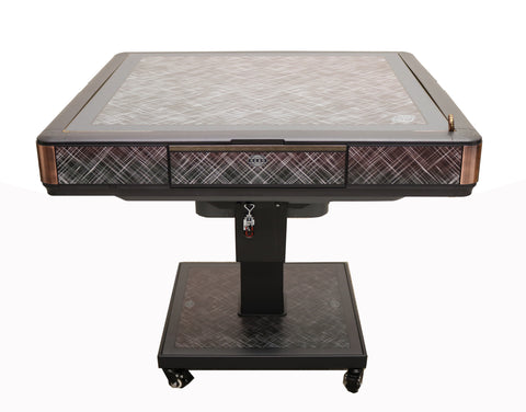 MJ-C400 Ultra-Thin Automatic Mahjong Table in Polysilver Color with Folding Roller Coaster Style, 40mm Numbered Tiles, and Built-in Hard Table Cover