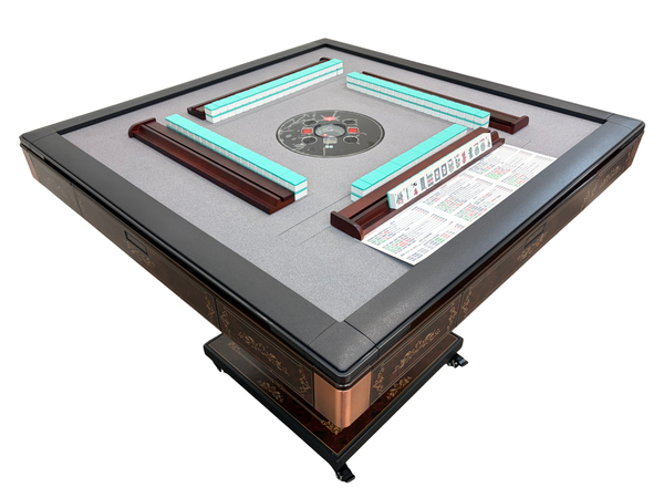 New Arrival !!! Skyline Vintage Elite 30 Premium Automatic Mahjong Table – American Mahjong Edition, 2 Sets of 30mm Numbered Magnetic Tiles, Tiffany Blue & Sakura Pink, Vintage Walnut Glass Top, Folding Design with Wooden Racks & Pushers