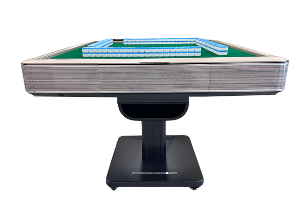 MJ-T200 Light Brown Automatic Mahjong Table. Pedestal Folding Table Ultra Thin Style with Numbered Tiles 36mm/40mm