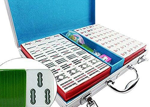 Chinese Filipino Numbered Melamin Tiles Mahjong Set in Aluminum Case