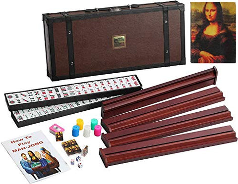 166 American Western Mahjong Mah jongg Set Suitcase Limited Edition Embedded Masterpiece Background in Leather Suitcase
