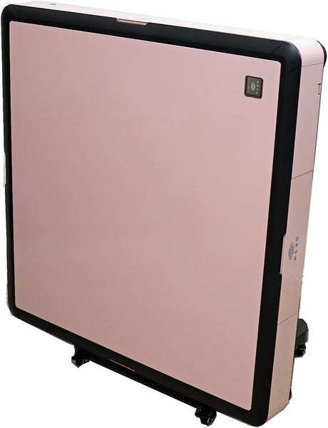 MJ-MINI360 Ultra-Thin Automatic Mahjong Table In Rose Pink Color with Folding Roller Coaster Style, 36mm American Style Tiles with Numbers, Built-in Hard Table Cover