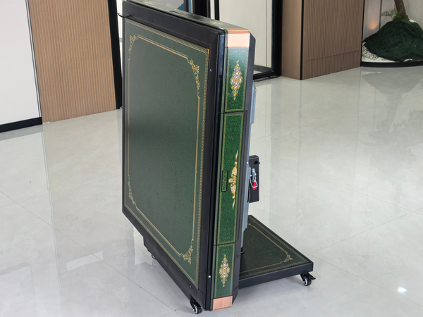 New Arrival !!! Skyline Emerald Elite 30 Premium Automatic Mahjong Table – American Mahjong Edition, 2 Sets of 30mm Numbered Magnetic Tiles, Tiffany Blue & Sakura Pink, Emerald Green Glass Top, Folding Design with Wooden Racks & Pushers