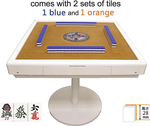 Japanese Mahjong ❘ 148 Tiles Ultra-Thin Folding Style Automatic Mahjong Table with Wheels In White Color