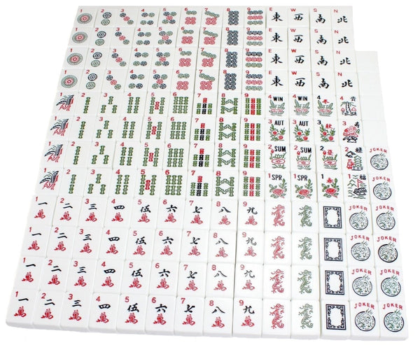 American Mahjong 166 Premium White Tiles, All-in-One Rack/Pushers,Chips, Western Mah Jongg Game Set with Soft Bag