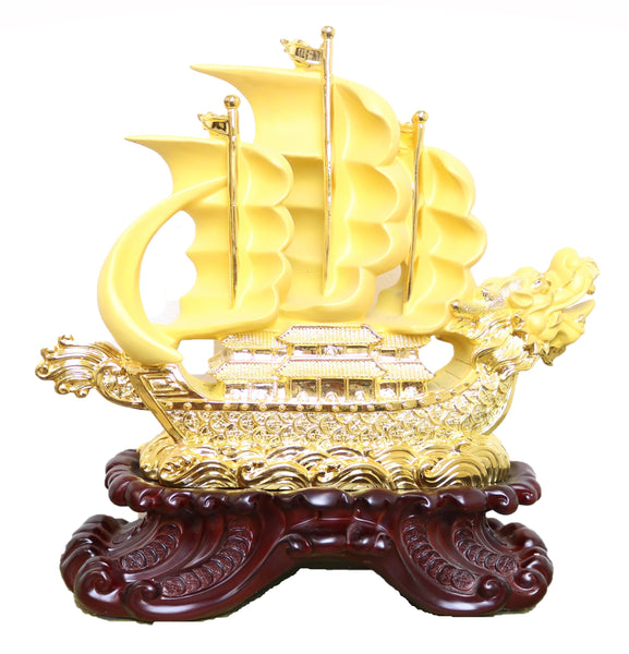 Feng Shui Gold Dragon Sailboat Decoration of Wealth and Prosperity