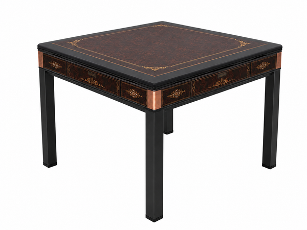 New Arrival !!! Skyline Vintage Elite 30 Premium Automatic Mahjong Table – American Mahjong Edition, 2 Sets of 30mm Numbered Magnetic Tiles, Tiffany Blue & Sakura Pink, Emerald Green Glass Top,4-Legs Dining Table Design with Wooden Racks & Pushers