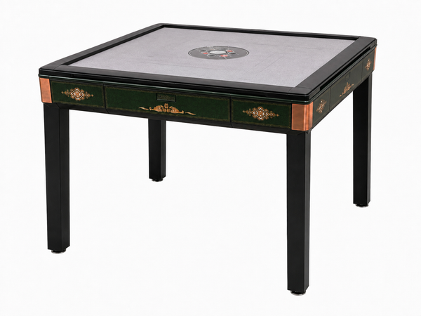 New Arrival !!! Skyline Emerald Elite 30 Premium Automatic Mahjong Table – American Mahjong Edition, 2 Sets of 30mm Numbered Magnetic Tiles, Tiffany Blue & Sakura Pink, Emerald Green Glass Top,4-Legs Dining Table Design with Wooden Racks & Pushers