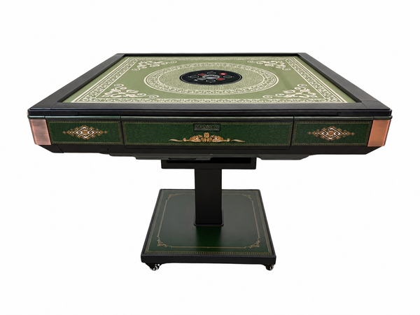New Arrival !!! Skyline Emerald Elite 30 Premium Automatic Mahjong Table – American Mahjong Edition, 2 Sets of 30mm Numbered Magnetic Tiles, Tiffany Blue & Sakura Pink, Emerald Green Glass Top, Folding Design with Wooden Racks & Pushers