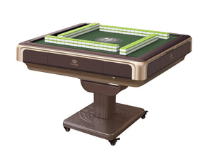 MJ-BST 松乐 Automatic Mahjong Table Coffee Color with Gold Edge. Pedestal Folding Style with Numbered tiles 36mm/40mm