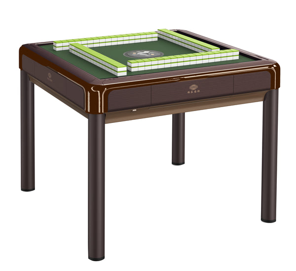 MJ-BST 松乐四腿餐桌款电动麻将桌 Automatic Mahjong Table Coffee Color 4-Legs Dining Table Style with No-Numberes Chinese Style tiles 适配中式无数字牌