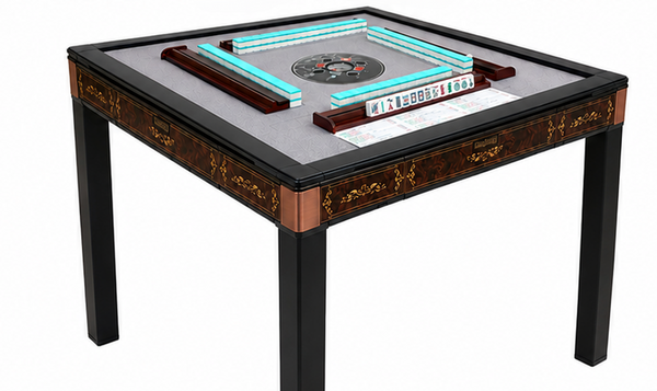 New Arrival !!! Skyline Vintage Elite 30 Premium Automatic Mahjong Table – American Mahjong Edition, 2 Sets of 30mm Numbered Magnetic Tiles, Tiffany Blue & Sakura Pink, Emerald Green Glass Top,4-Legs Dining Table Design with Wooden Racks & Pushers
