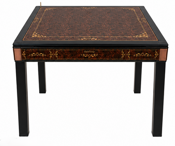New Arrival !!! Skyline Vintage Elite 30 Premium Automatic Mahjong Table – American Mahjong Edition, 2 Sets of 30mm Numbered Magnetic Tiles, Tiffany Blue & Sakura Pink, Emerald Green Glass Top,4-Legs Dining Table Design with Wooden Racks & Pushers
