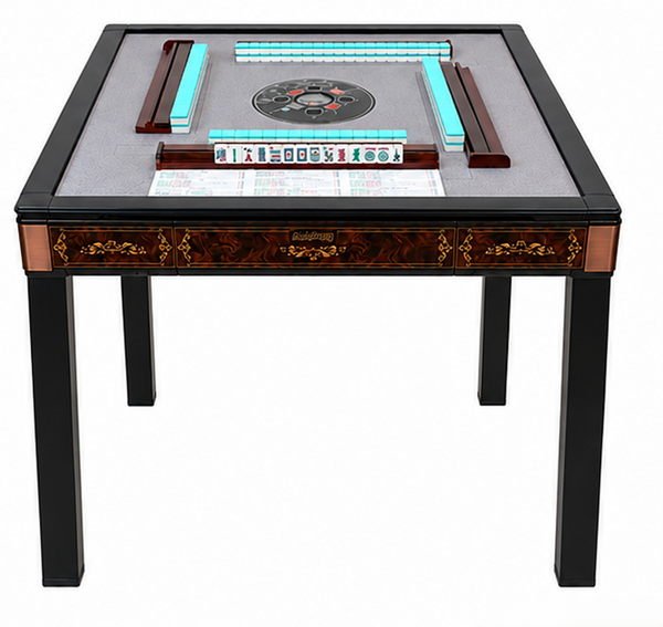 New Arrival !!! Skyline Vintage Elite 30 Premium Automatic Mahjong Table – American Mahjong Edition, 2 Sets of 30mm Numbered Magnetic Tiles, Tiffany Blue & Sakura Pink, Emerald Green Glass Top,4-Legs Dining Table Design with Wooden Racks & Pushers