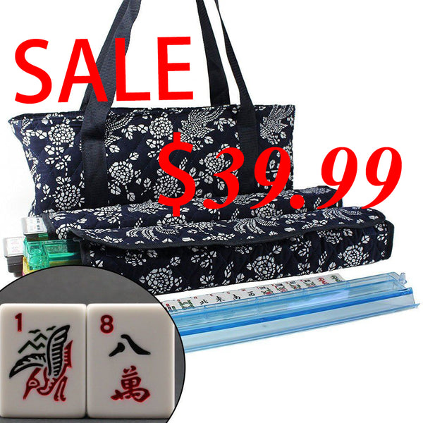 CLEARANCE SALE!  FREE SHIPPING!  166 Tiles American Mahjong Set Blue Phoenix Soft Bag 4 Color Pushers/Racks