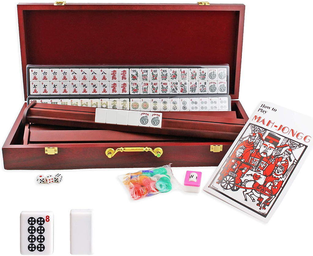 Mahjong Racks Wooden Mahjong Racks With Pushers - Set Of 4 Mah Jongg Trays Rack Bag