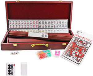 American Mahjong Set ❘ Wooden Case - 4 Wooden Racks & Pushers Included, 166 Tiles M30MH