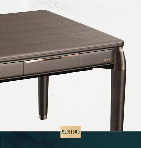 MJ-L600 Roller Costater Style 4-Legged Dining Table Design, Ultra-Thin Automatic Mahjong Table, High-End Luxurious Wooden Walnut Color Come With American Style Tiles 36mm Numbered Tiles