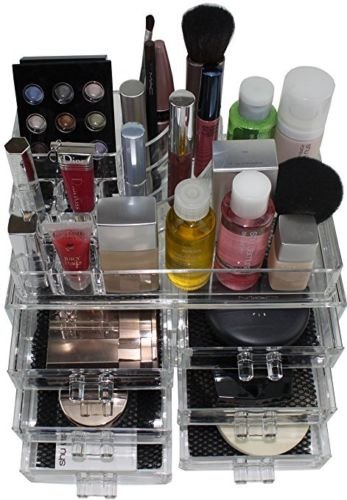 Acrylic Cosmetics Makeup Jewelry Organizer 6 Drawers with 8 Compartments Top Section