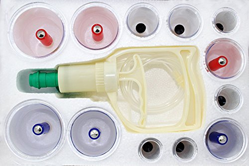 12 Pcs Professional Vacuum Cupping Therapy Equipment Set with Pumping Handle and Extensions