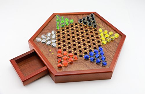 Wooden Chinese Checkers Game Set Drawers and Marbles 木制中国跳棋游戏