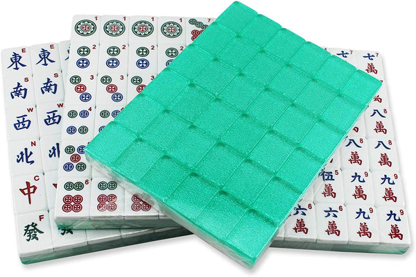 Chinese Numbered Acrylic Tiles Mahjong Set 144 Green Tiles 高品質亚克力麻將